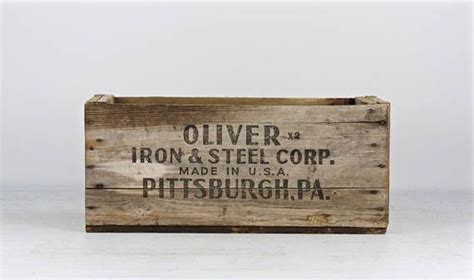 oliver iron and steel vimtage wood box|Vitntage Wooden Crate Primitive Crate Oliver Iron and Steel .